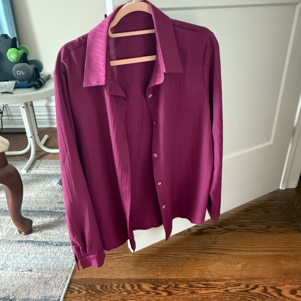 Vibrant Magenta Button-Up Shirt